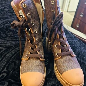 MICHAEL Michael Kors Brown and Tan Lace-Up Boots